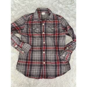 Crewcuts Red and Gray Plaid Button Down Shirt